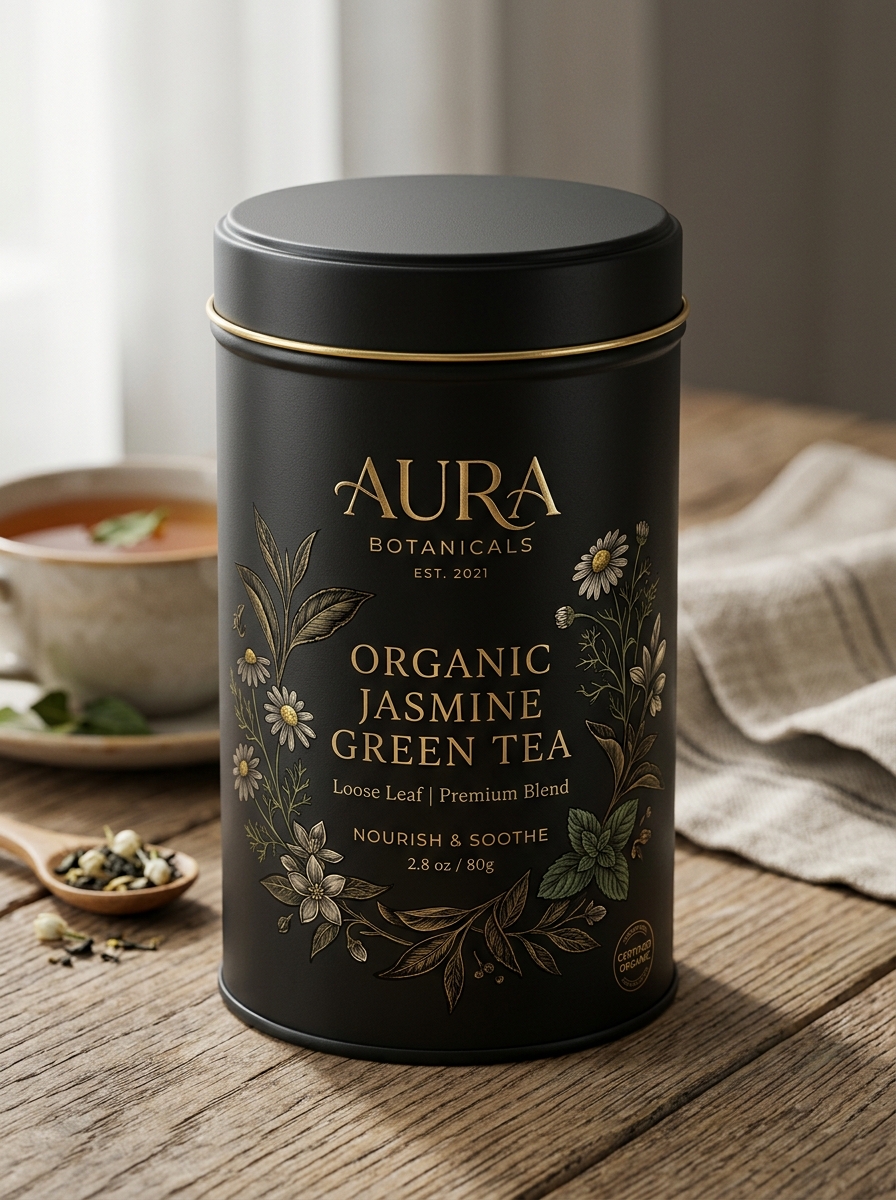 Organic Tea Tin Canister Premium Packaging